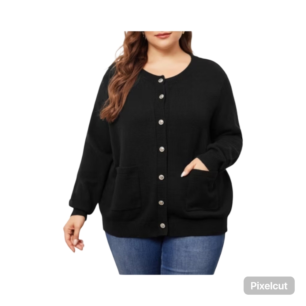 NWOT Size 1X Elegant Black Women's Cardigan by Agnes Orinda